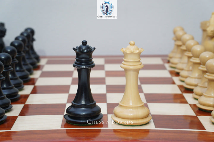 Combo Chess Set | Rio Staunton Series, Biggy Knight Chess Pieces with Padauk Chess Board - Chess'n'Boards