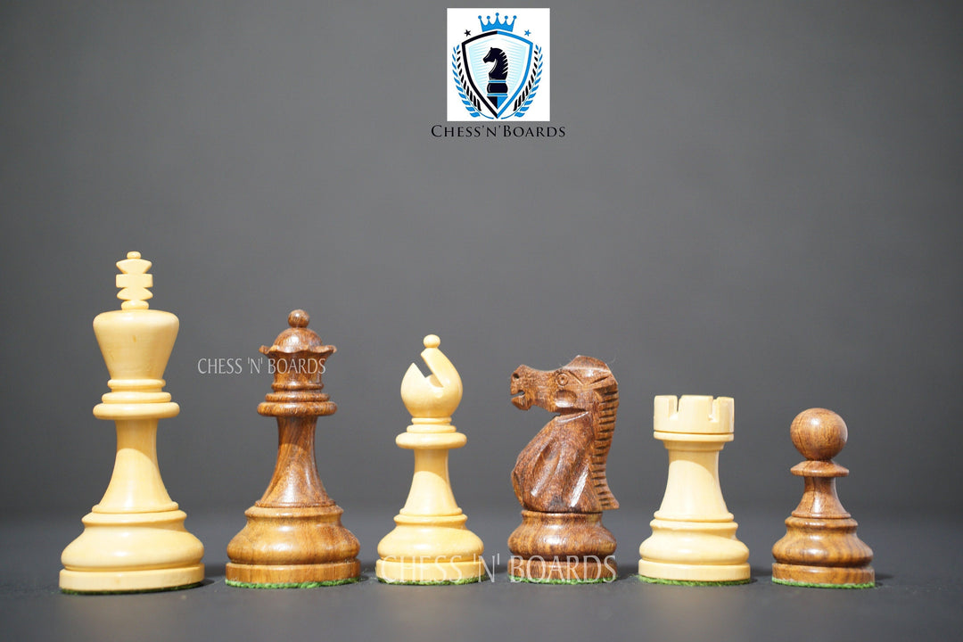 British Staunton Tournament Series Weighted Golden Rosewood Chess Pieces - Chess'n'Boards