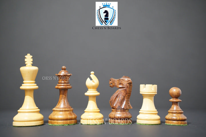 British Staunton Tournament Series Weighted Golden Rosewood Chess Pieces - Chess'n'Boards