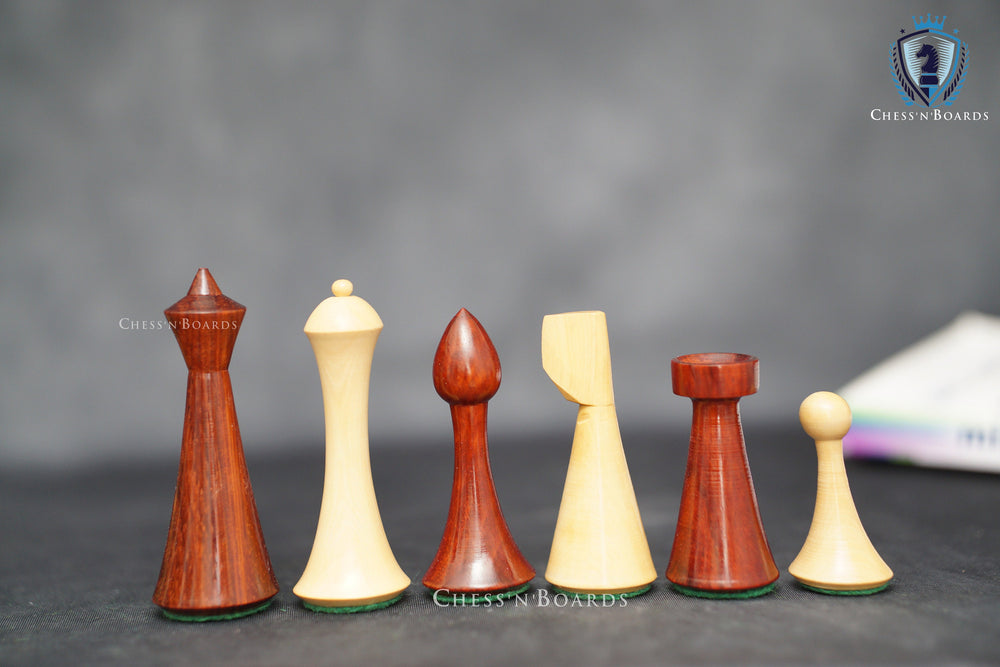 Reproduced Hermann Ohme Minimalist Style, Budrosewood Chess Pieces - Chess'n'Boards