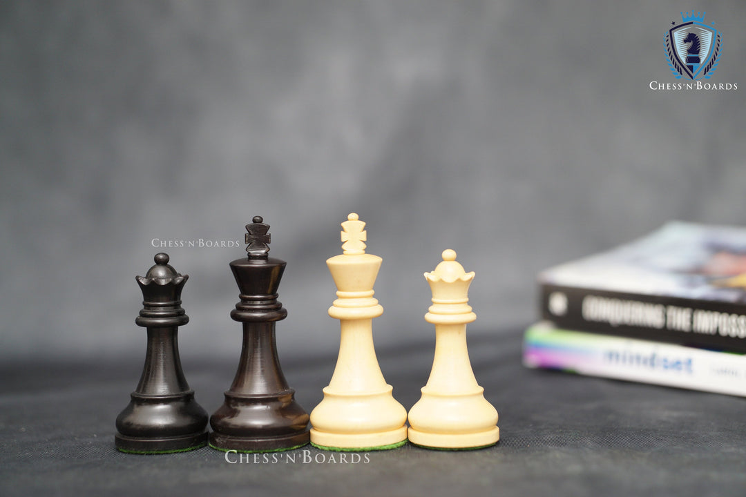 Deluxe Old Club British Staunton Tournament Series Chess Pieces with Ebonized Boxwood - Chess'n'Boards