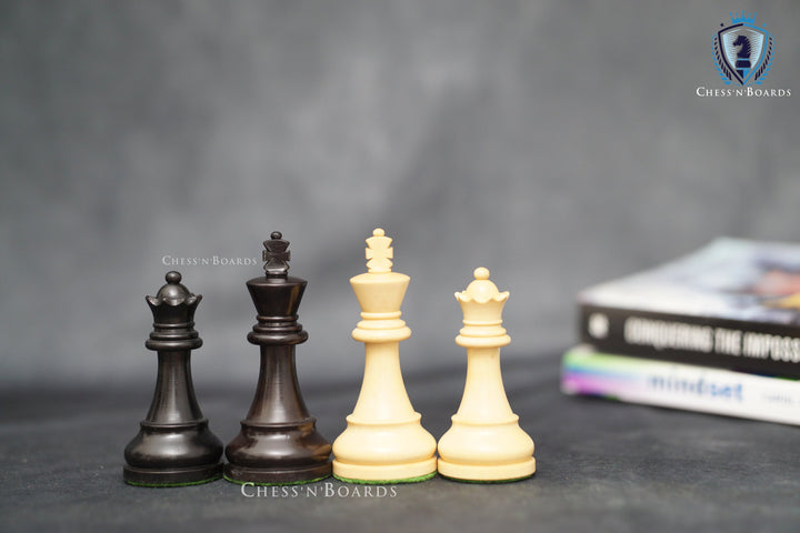 Deluxe Old Club British Staunton Tournament Series Chess Pieces with Ebonized Boxwood - Chess'n'Boards