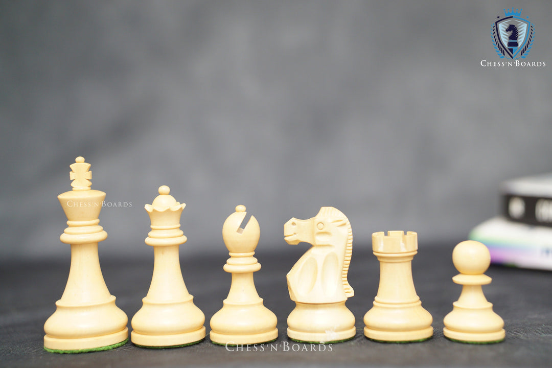 Deluxe Old Club British Staunton Tournament Series Chess Pieces with Ebonized Boxwood - Chess'n'Boards