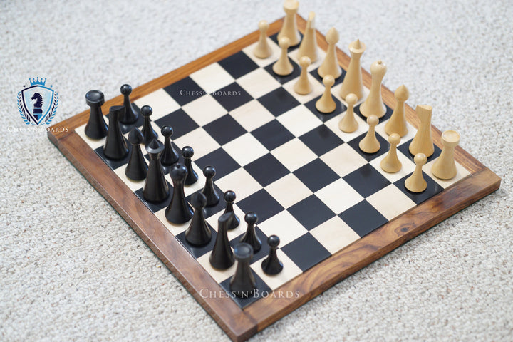 Reproduced Eboized Hermann Ohme Minimalist Style Weighted Chess Pieces - Chess'n'Boards