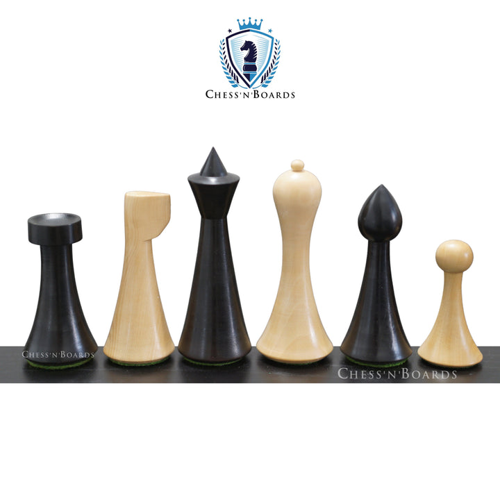 Reproduced Eboized Hermann Ohme Minimalist Style Weighted Chess Pieces - Chess'n'Boards