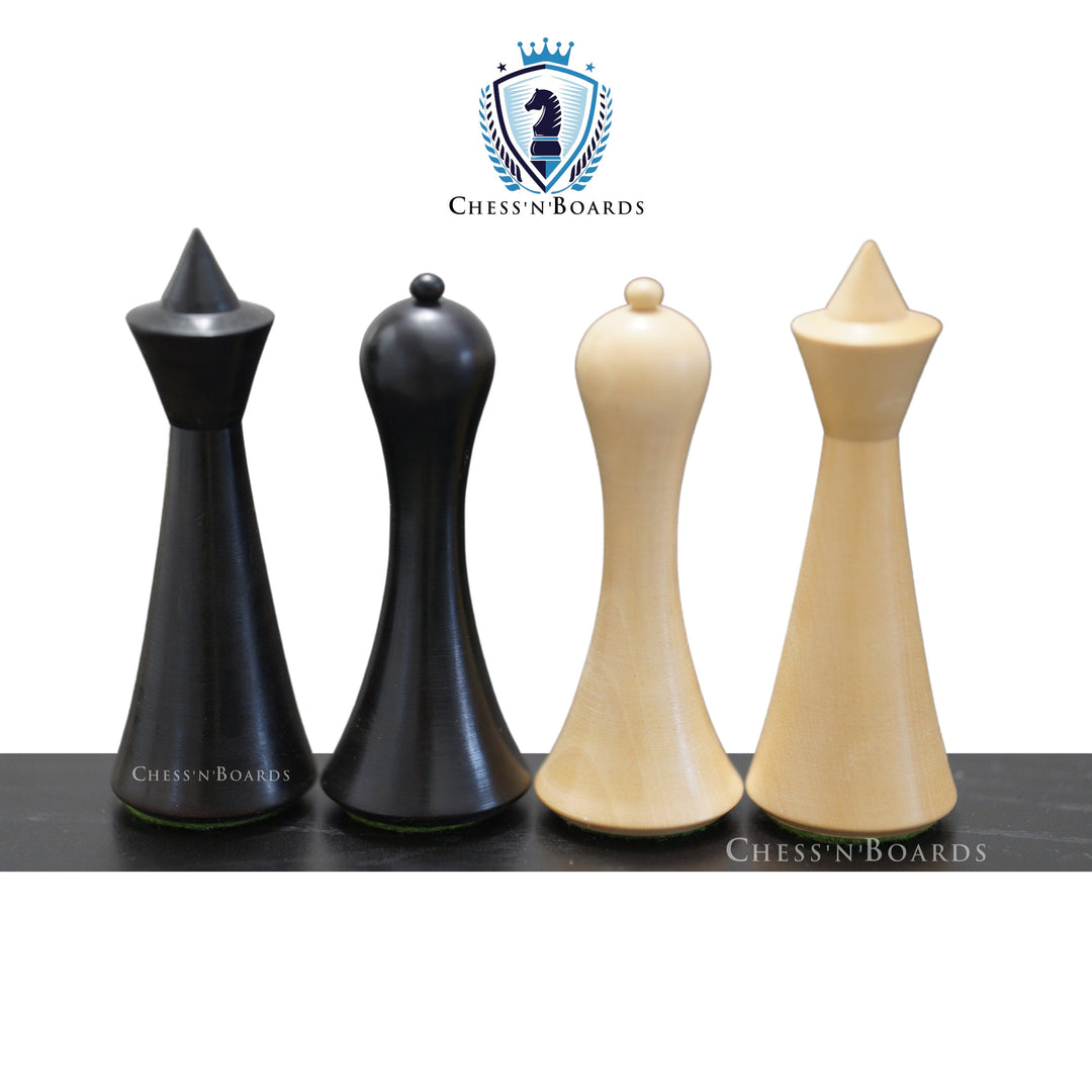Reproduced Eboized Hermann Ohme Minimalist Style Weighted Chess Pieces - Chess'n'Boards
