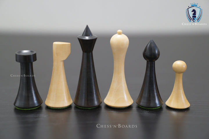Reproduced Eboized Hermann Ohme Minimalist Style Weighted Chess Pieces - Chess'n'Boards