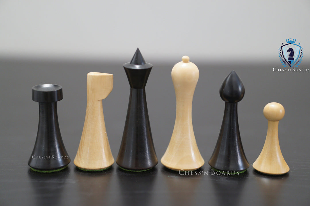 Reproduced Eboized Hermann Ohme Minimalist Style Weighted Chess Pieces - Chess'n'Boards