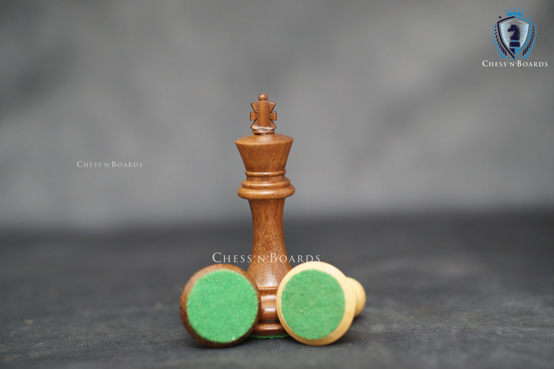Rio Staunton Style Chess Pieces, Biggy Knight Chess Set, Triple Weighted, King Height 4" - Chess'n'Boards