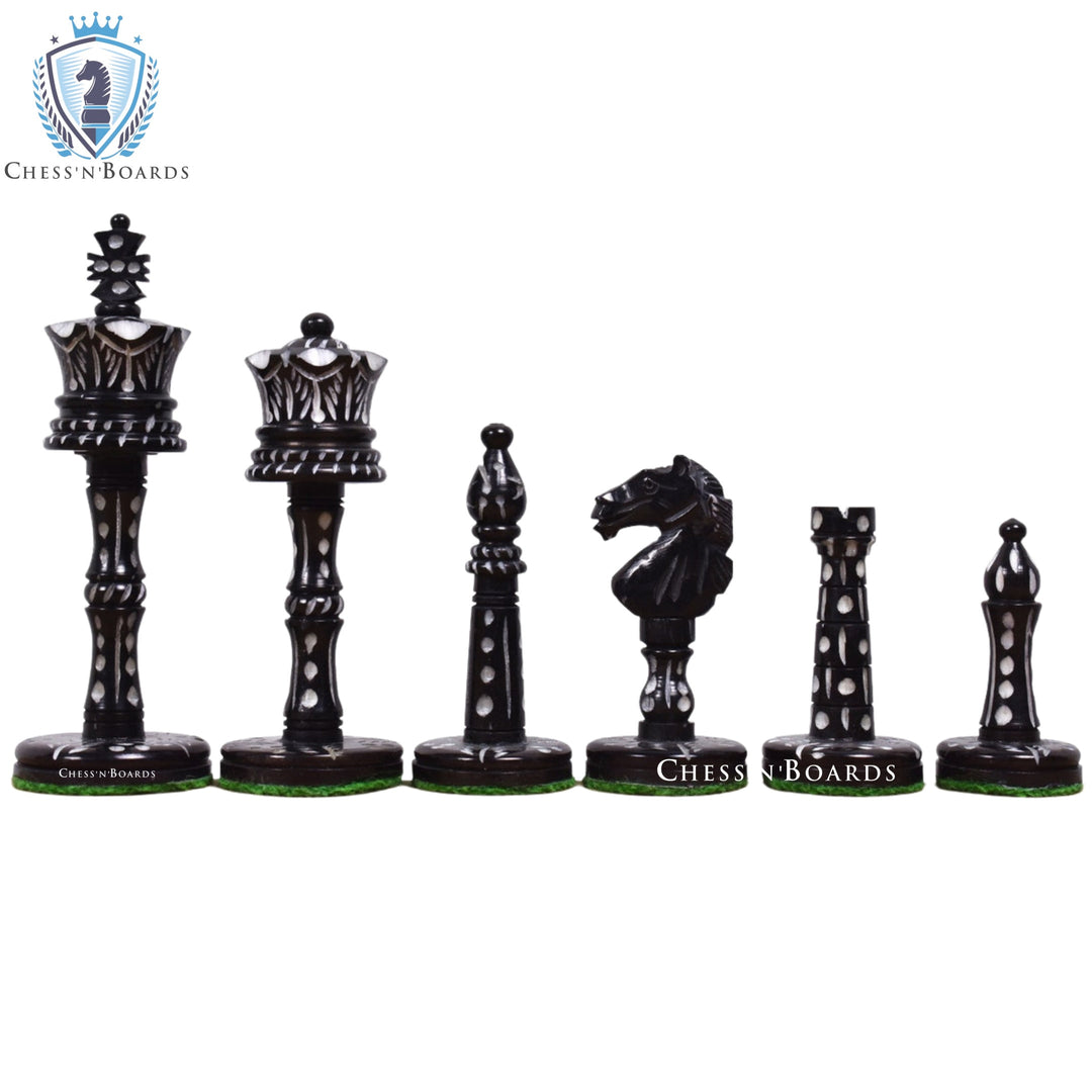 3.6" Camel Bone Chess Pieces Only Set - Pre Staunton Victorian Era Series - Chess'n'Boards