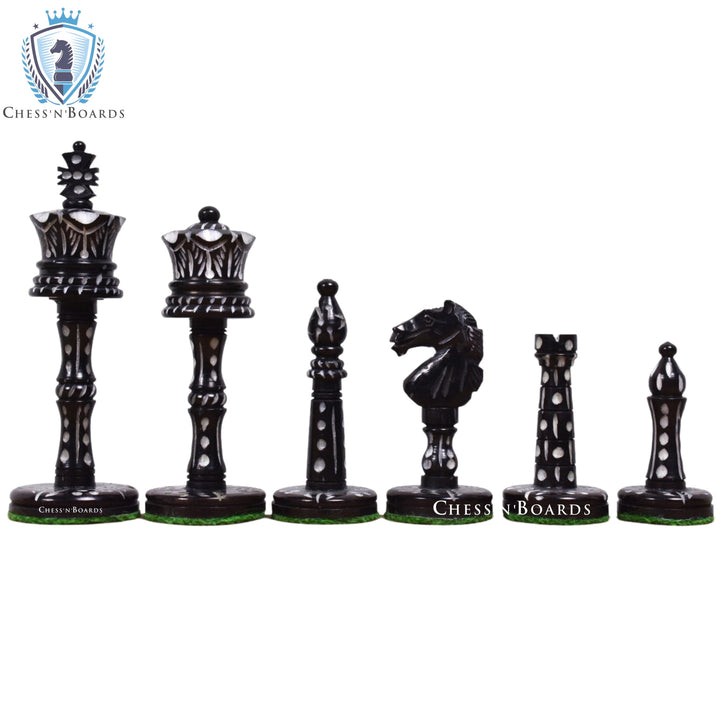 3.6" Camel Bone Chess Pieces Only Set - Pre Staunton Victorian Era Series - Chess'n'Boards