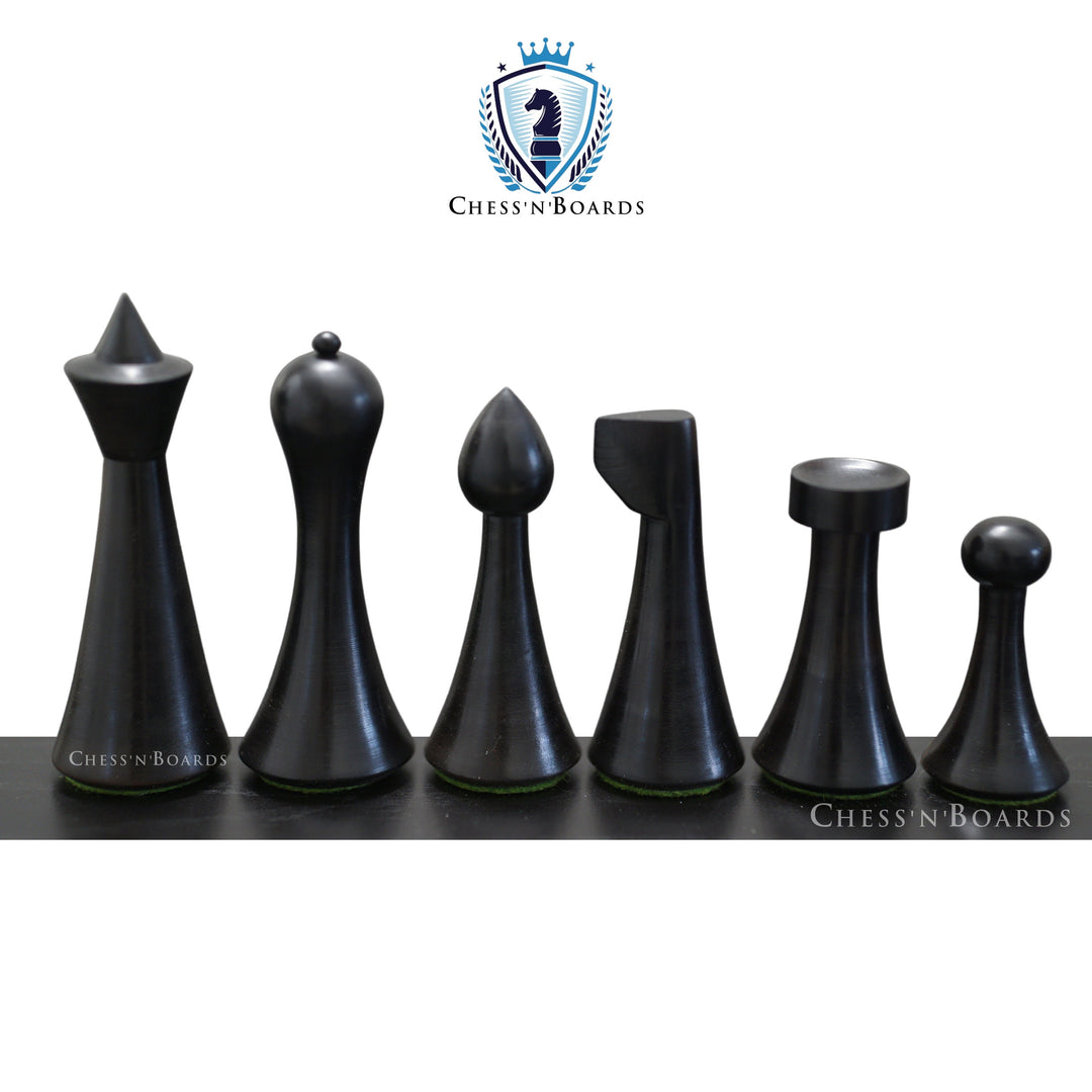 Reproduced Eboized Hermann Ohme Minimalist Style Weighted Chess Pieces - Chess'n'Boards