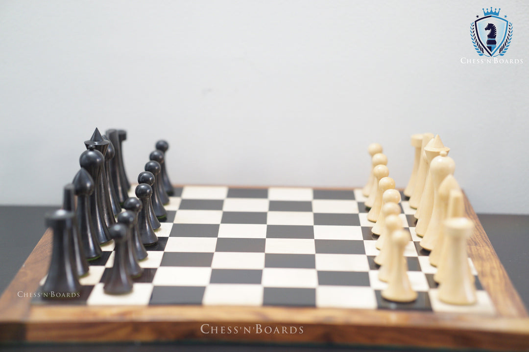 Combo Chess Set Reproduced Hermann Ohme/Minimalist Design Chess Pieces - Chess'n'Boards