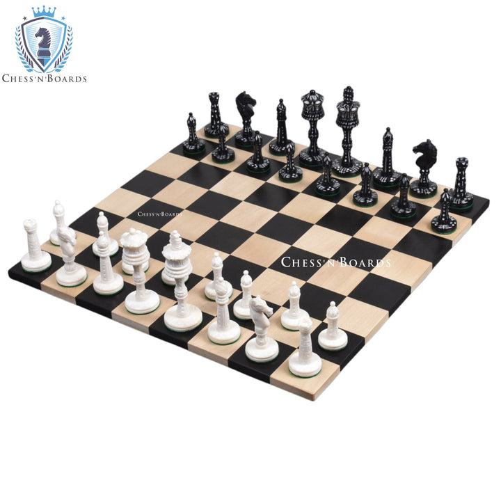 3.6" Camel Bone Chess Pieces Only Set - Pre Staunton Victorian Era Series - Chess'n'Boards