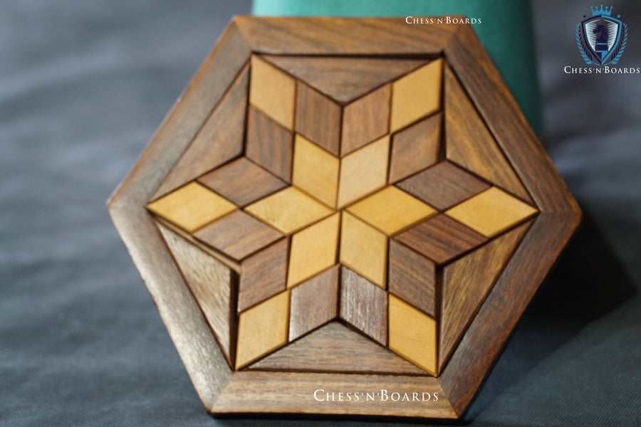 Hexagonal / Star Shaped Wood Puzzle Game (30 pcs) - Chess'n'Boards