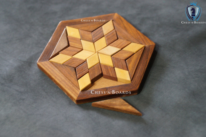 Hexagonal / Star Shaped Wood Puzzle Game (30 pcs) - Chess'n'Boards
