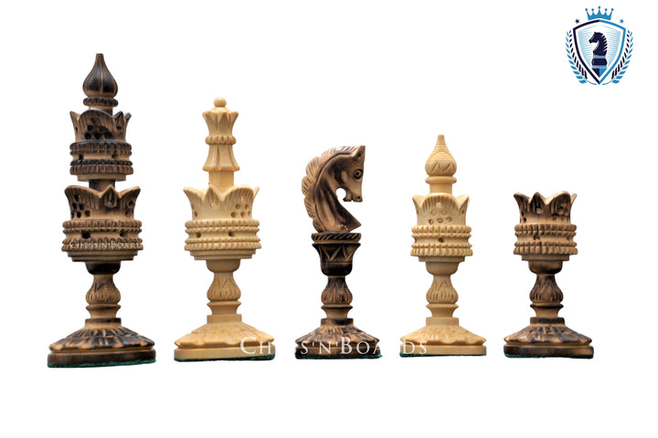 Burnt Lotus Series/ Modern Selenus Series Chess Pieces - Chess'n'Boards