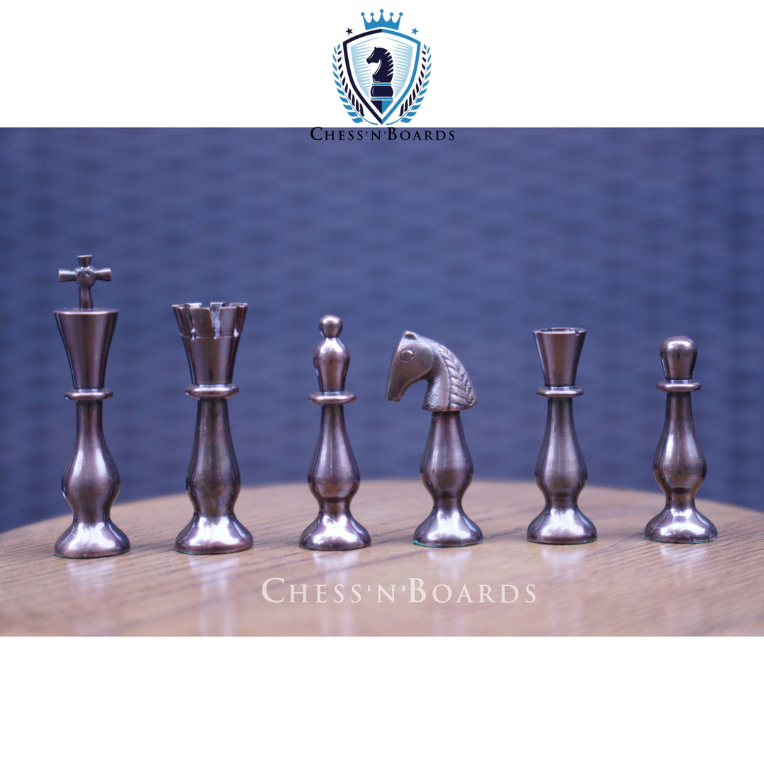 Majestic Series Brass Chess Set chess pieces-3.5" King luxury metal chess pieces solid brass chess pieces - Chess'n'Boards