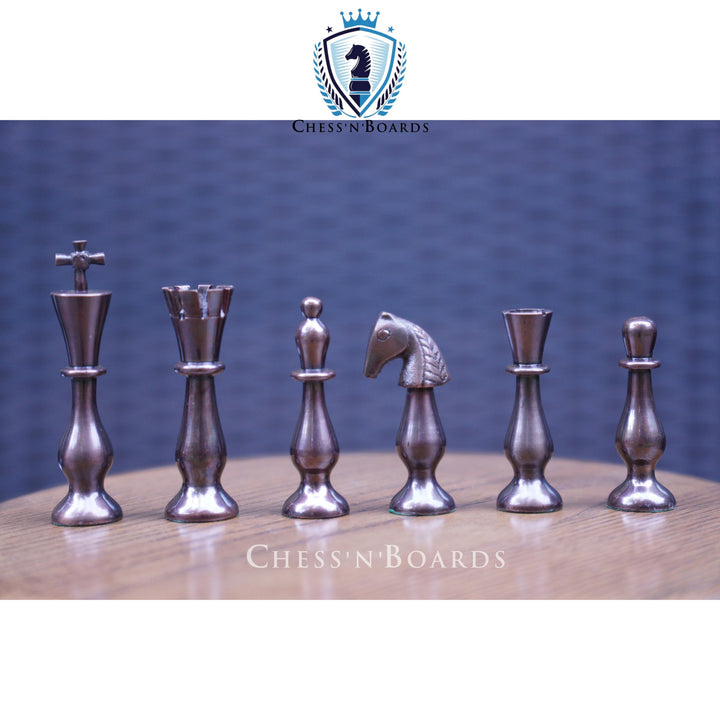 Majestic Series Brass Chess Set chess pieces-3.5" King luxury metal chess pieces solid brass chess pieces - Chess'n'Boards