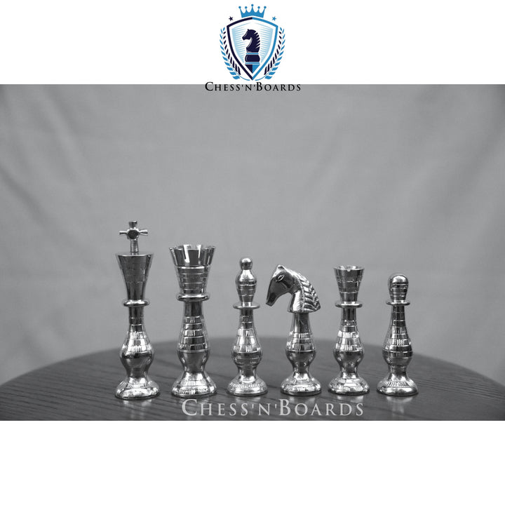 Majestic Series Brass Chess Set chess pieces-3.5" King luxury metal chess pieces - Chess'n'Boards