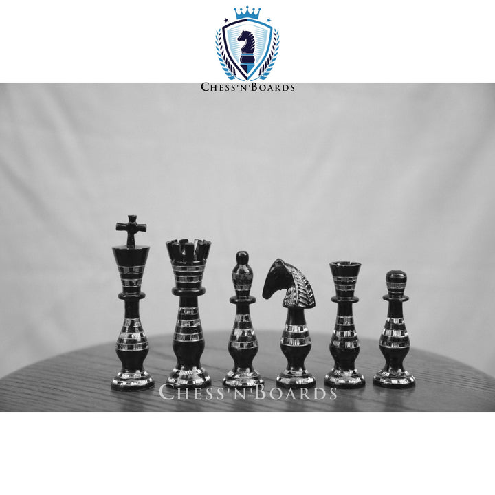 Majestic Series Brass Chess Set chess pieces-3.5" King luxury metal chess pieces - Chess'n'Boards
