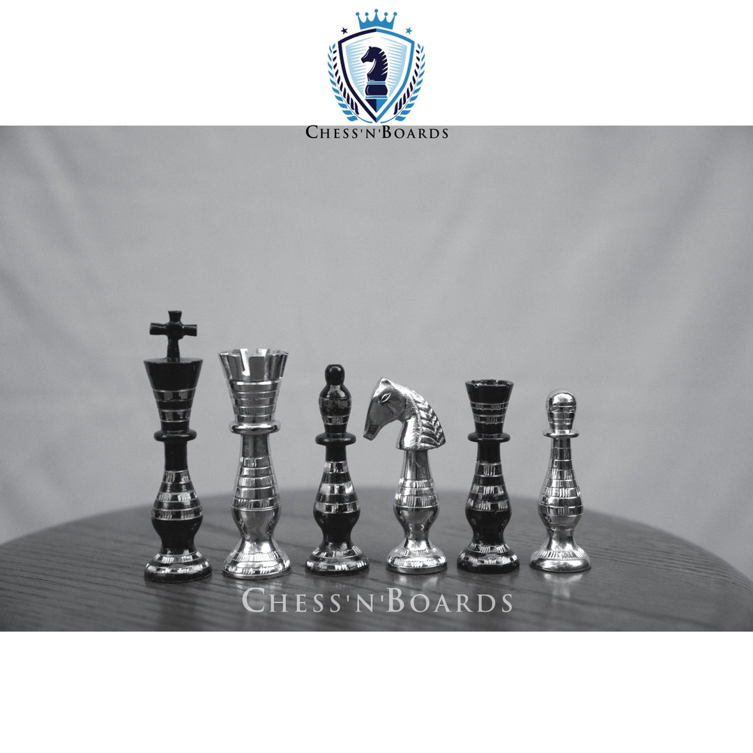 Majestic Series Brass Chess Set chess pieces-3.5" King luxury metal chess pieces - Chess'n'Boards