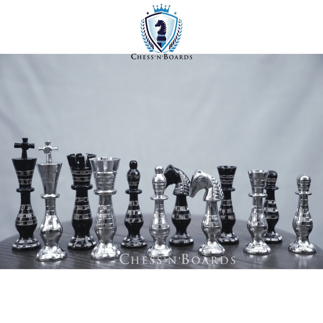 Majestic Series Brass Chess Set chess pieces-3.5" King luxury metal chess pieces - Chess'n'Boards