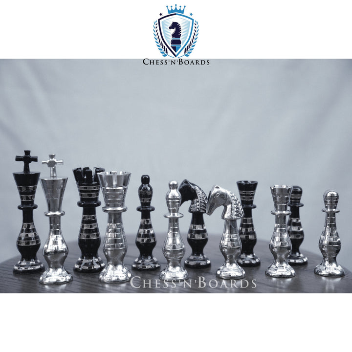 Majestic Series Brass Chess Set chess pieces-3.5" King luxury metal chess pieces - Chess'n'Boards