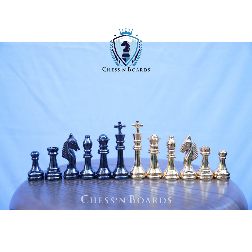 Staunton Style Knight Solid Brass Chess Set - Chess'n'Boards