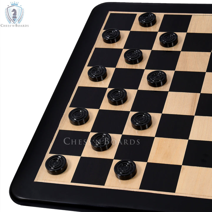 Wooden Checkers / Draught Set in Stained Boxwood - 30mm - Chess'n'Boards