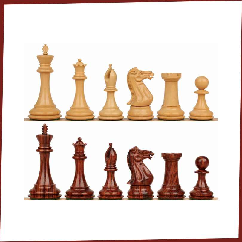 Golden Rosewood & Boxwood Chess Pieces
