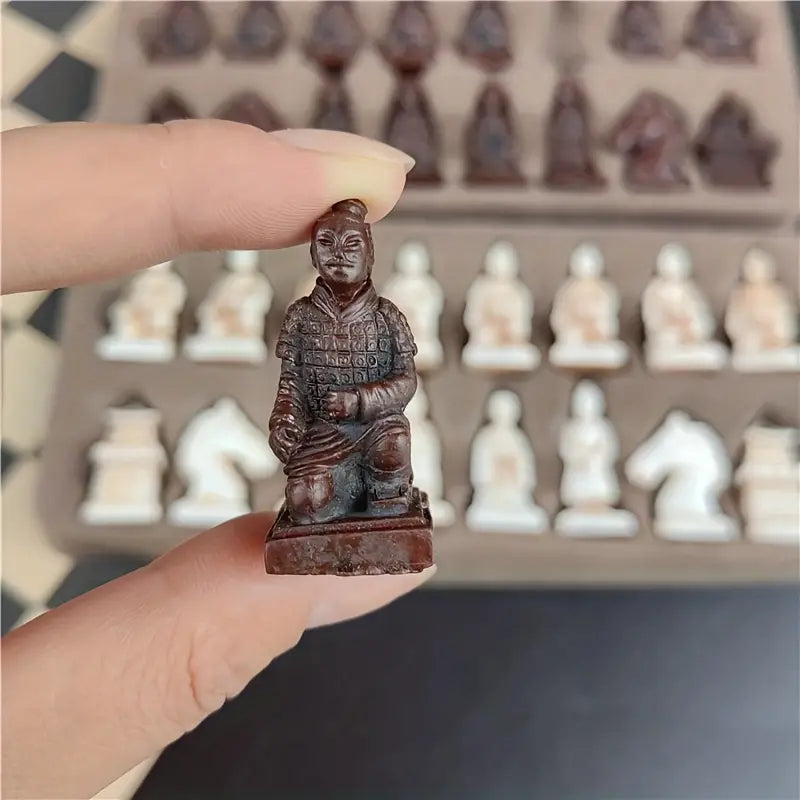 Chess Set | Terracotta/Chinese Antique Chess Pieces with Chessboard