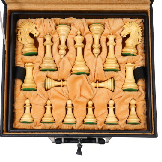 The Ruffian American Series Staunton Pièces d'échecs triples lestées en bois d'ébène/buis – King 4,8"