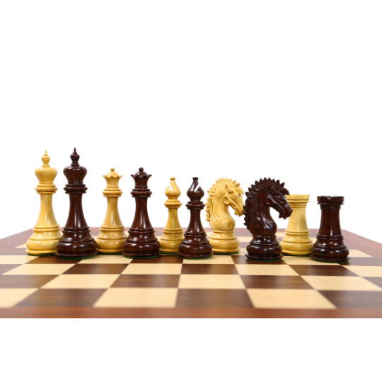 The Ruffian American Series Staunton Pièces d'échecs triples lestées en bois de rose/boîte – 12,2 cm King