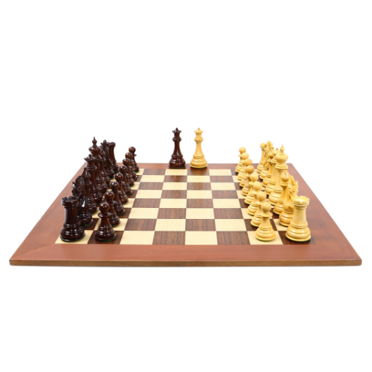 The Ruffian American Series Staunton dreifach gewichtete Schachfiguren aus Rosen-/Buchsholz – 4,8" King