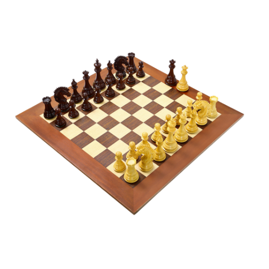 The Ruffian American Series Staunton Pièces d'échecs triples lestées en bois de rose/boîte – 12,2 cm King