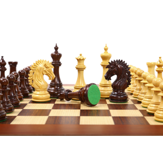 The Ruffian American Series Staunton Triple Weighted Chess Pieces In Rose / Box Wood - 4.8" King