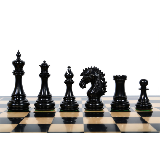 The Ruffian American Series Staunton Pièces d'échecs triples lestées en bois d'ébène/buis – King 4,8"
