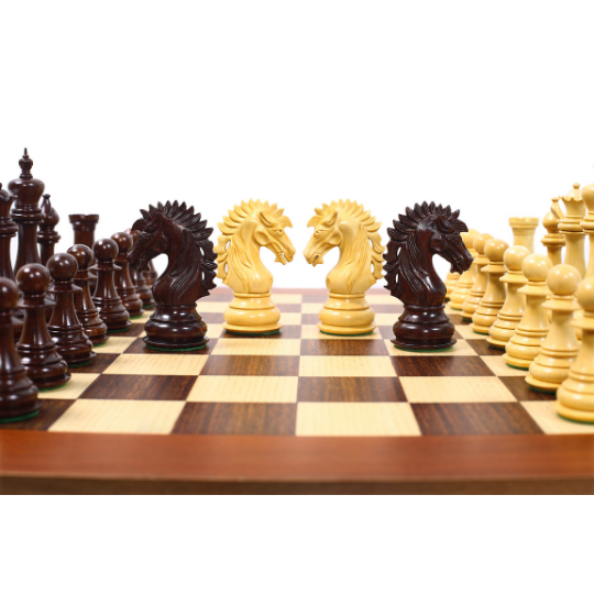 The Ruffian American Series Staunton Triple Weighted Chess Pieces In Rose / Box Wood - 4.8" King