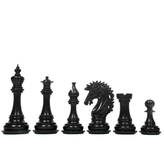 The Ruffian American Series Staunton Pièces d'échecs triples lestées en buis/buis ébonisé – King de 12,2 cm