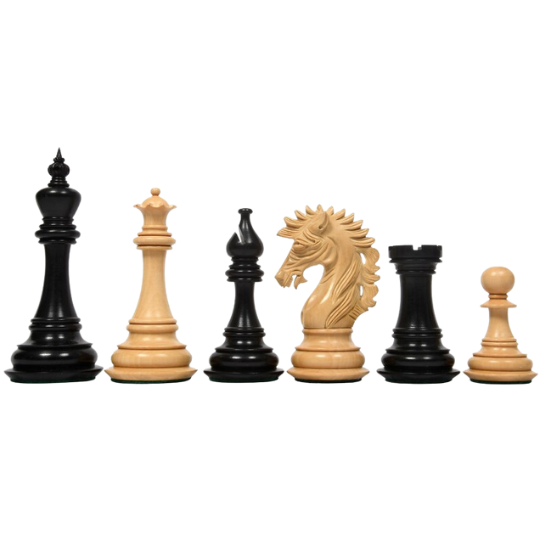 The Ruffian American Series Staunton Pièces d'échecs triples lestées en buis/buis ébonisé – King de 12,2 cm