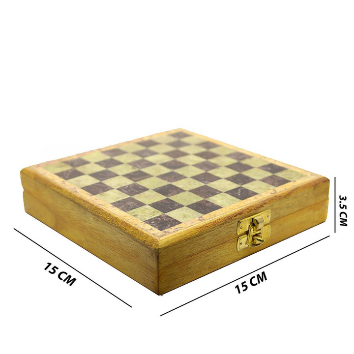 Marble Chess Set: Stone Chess Board with Wooden Base