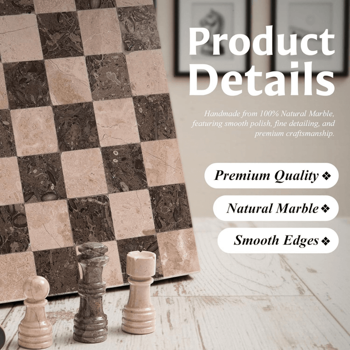 Marble Chess Set 12" Oceanic & Verona with 32 Chess Pieces & 2 Extra Queens