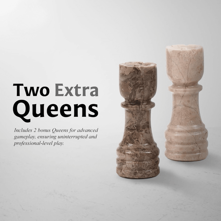 Marble Chess Set 12" Oceanic & Verona with 32 Chess Pieces & 2 Extra Queens