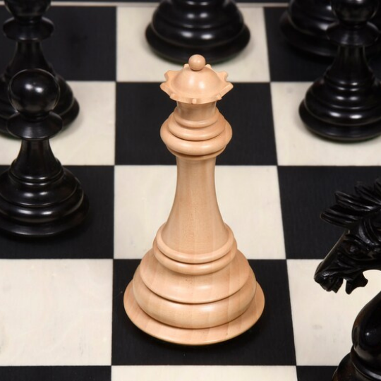 The Ruffian American Series Staunton Pièces d'échecs triples lestées en buis/buis ébonisé – King de 12,2 cm
