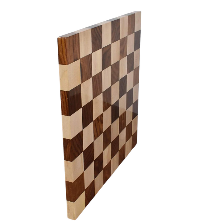 Borderless Double-sided Chess Board made in Walnut: Maple Wood