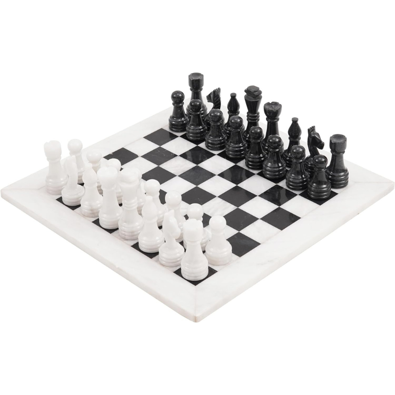 Marble Chess Set 15 Inches White and Black