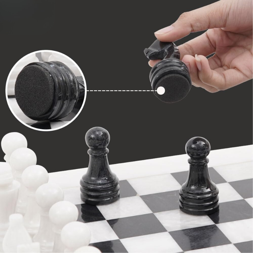 Marble Chess Set 15 Inches White and Black