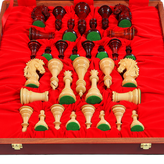 The Ruffian American Series Staunton Chess Pieces in African Padauk