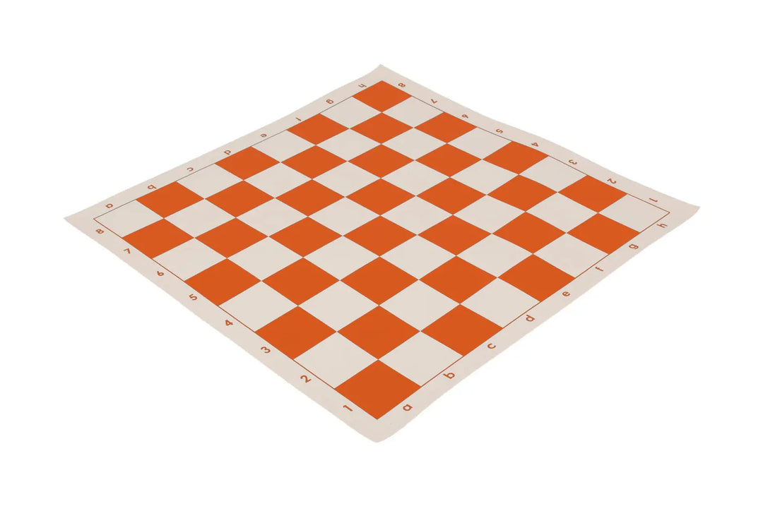 Vinyl Rollup Chess Board Orange & Buff